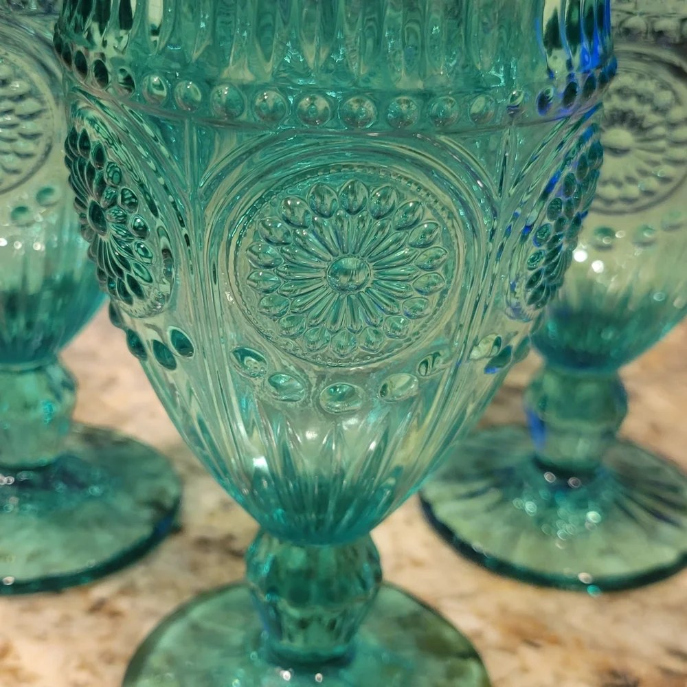 Set of 4 (Turquoise) Pioneer Woman Goblets